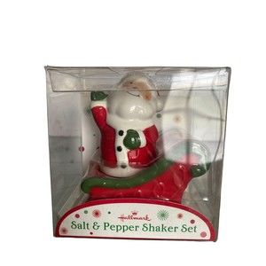 Hallmark Two Piece Santa on Sleigh Salt Pepper Shakers